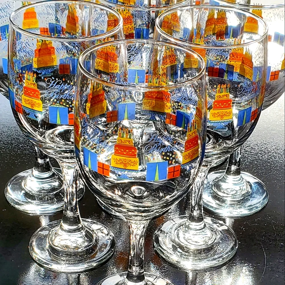 π₯³ (9) HAPPY BIRTHDAY π π₯³ π π π All Purpose Wineπ· Glasses Libbey - Picture 2 of 5
